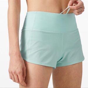 lululemon high rise speed up short blue glow